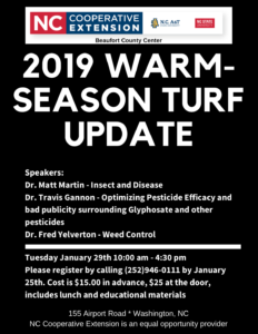 Cover photo for 2019 Warm-Season Turf Update - Beaufort County, NC