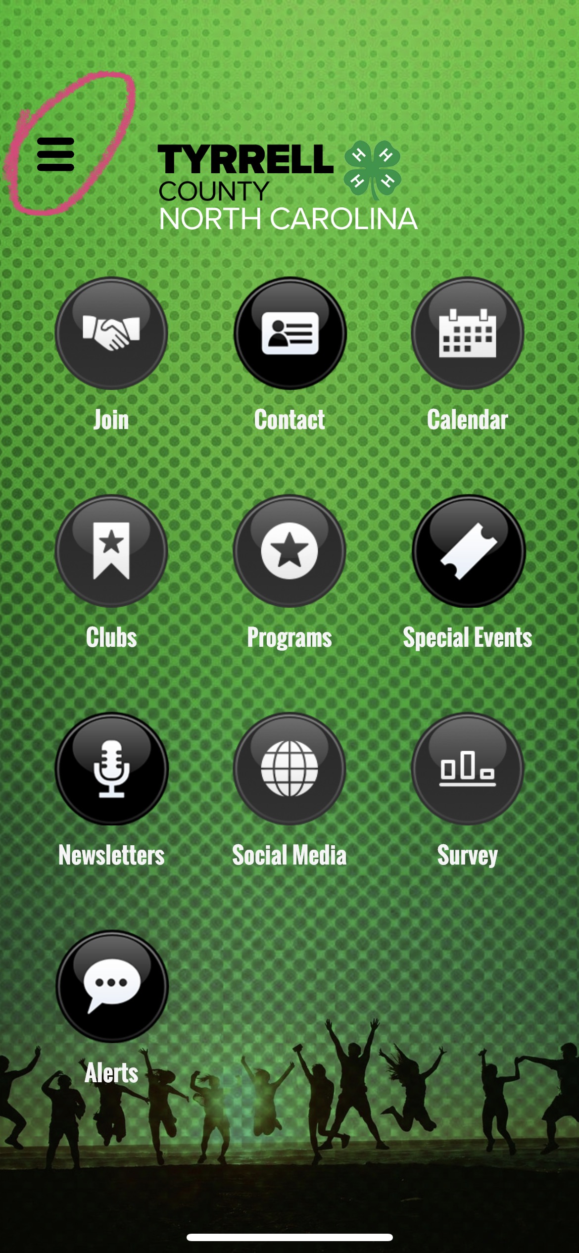 Tyrrell County 4-H App screen