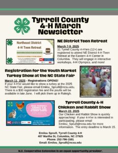 Cover photo for March's Tyrrell County 4-H Newsletter