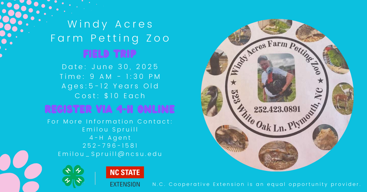 Flyer for Windy Acres Farm & Petting Zoo